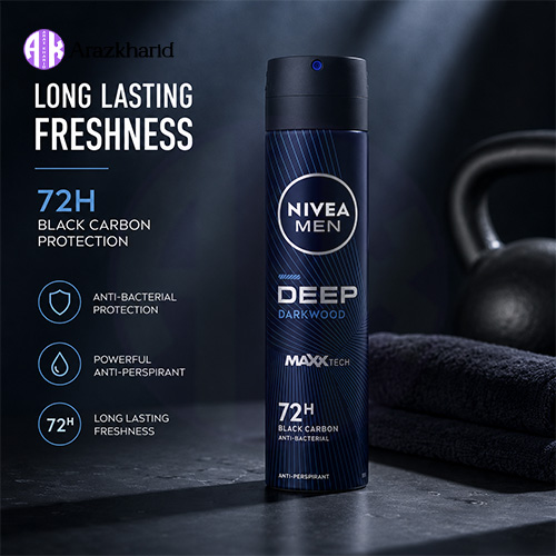 اسپری ضد تعریق بلک کربن مردانه نیوا Nivea مدل Deep Dark Wood حجم 200 میل — تصویر ۵
